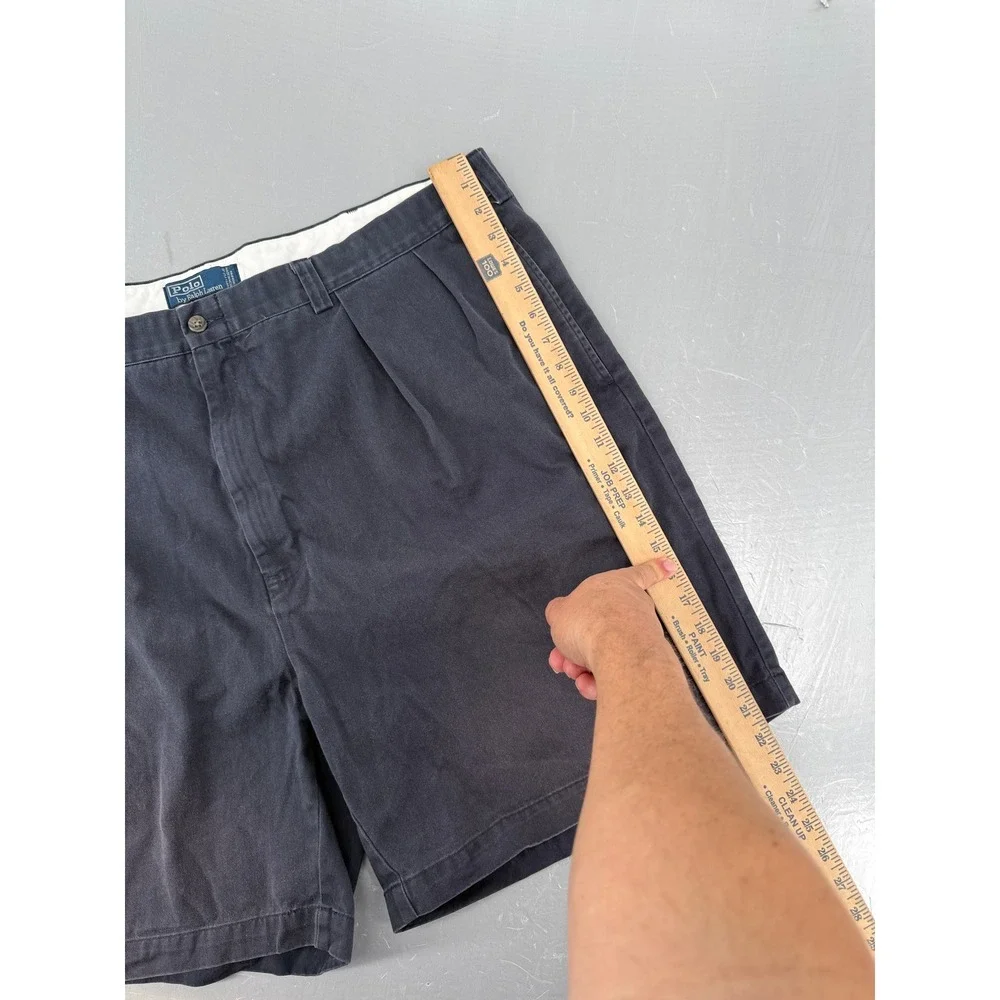 Polo Ralph Lauren Tyler Short Mens 46 Navy Blue Pleated Cotton Classic Chino
